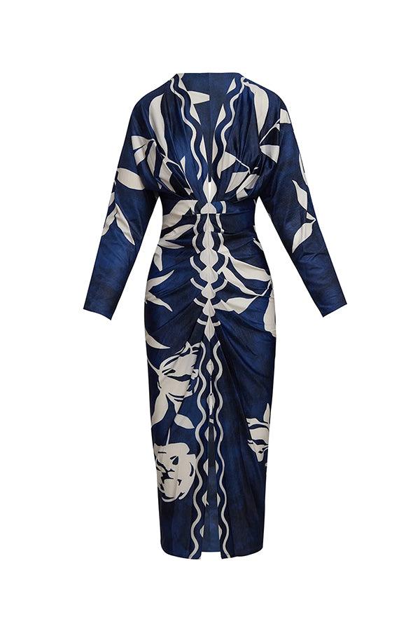 Celenor Multicolor Tribal Print Long Sleeve Midi Dress
