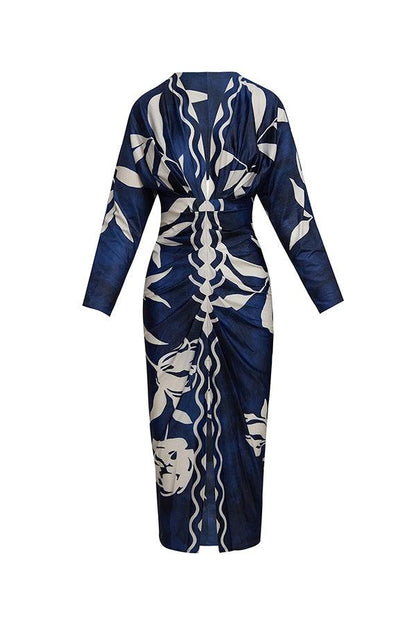 Celenor Multicolor Tribal Print Long Sleeve Midi Dress