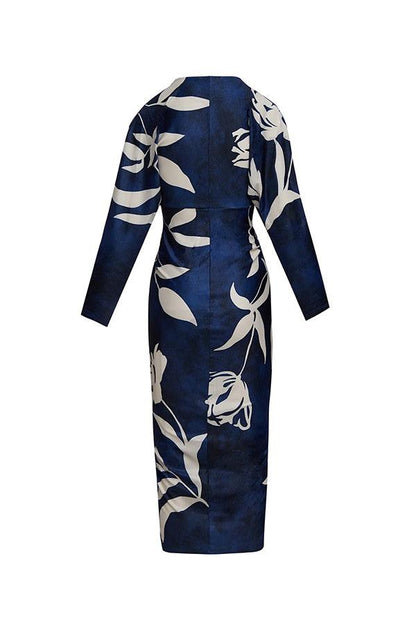 Celenor Multicolor Tribal Print Long Sleeve Midi Dress